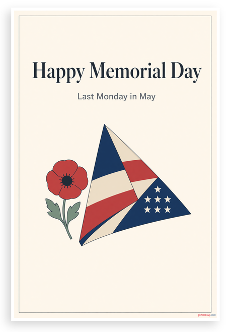 Happy Memorial Day Last Monday in May Patriotic 12"x18" US Made Poster