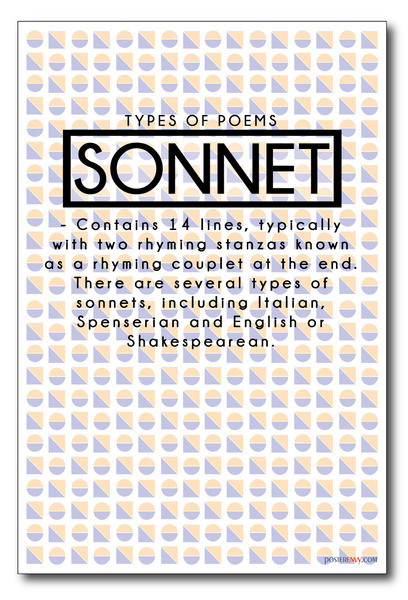 Sonnet - NEW Classroom Reading and Writing Poster