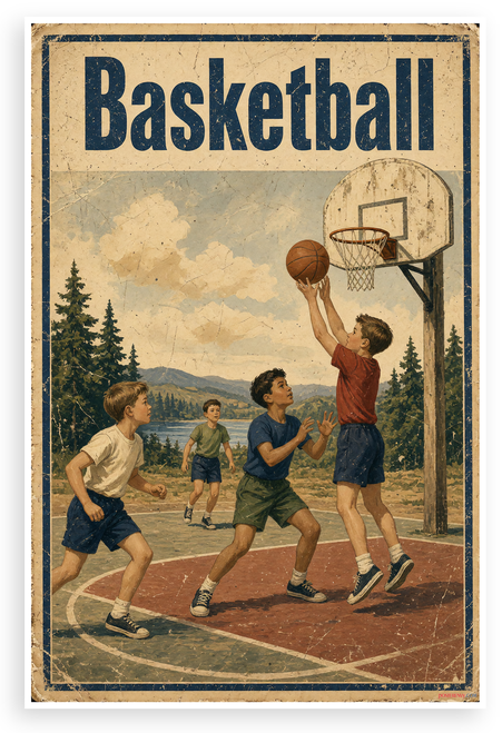 Basketball Vintage Camp Sign 12"x18" US Made Poster