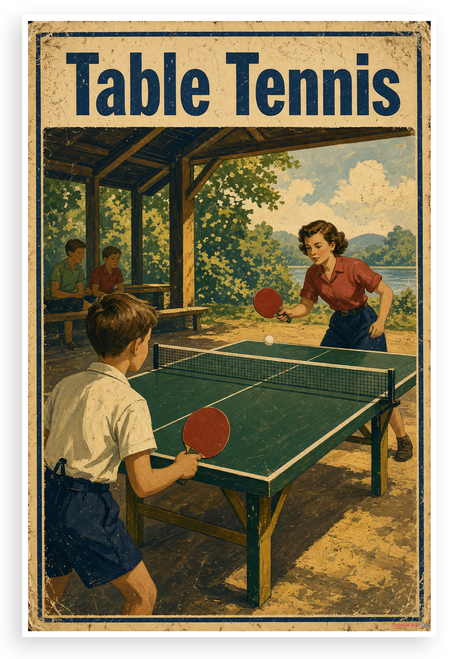 Table Tennis Vintage Camp Poster 12"x18" US Made Poster