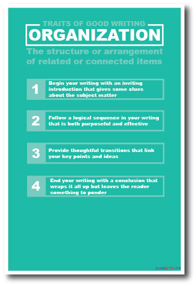 Traits Of Good Writing - Organization - NEW Language Arts Classroom POSTER