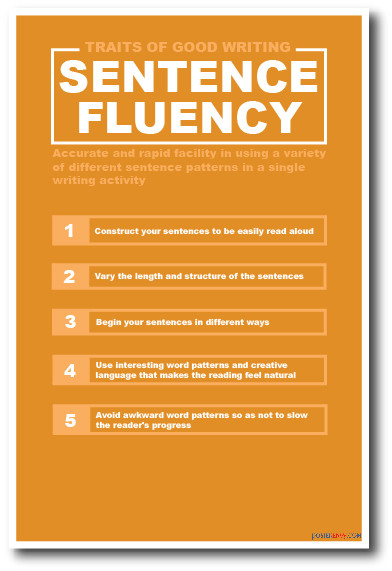 Traits Of Good Writing - Sentence Fluency - NEW Language Arts Classroom POSTER