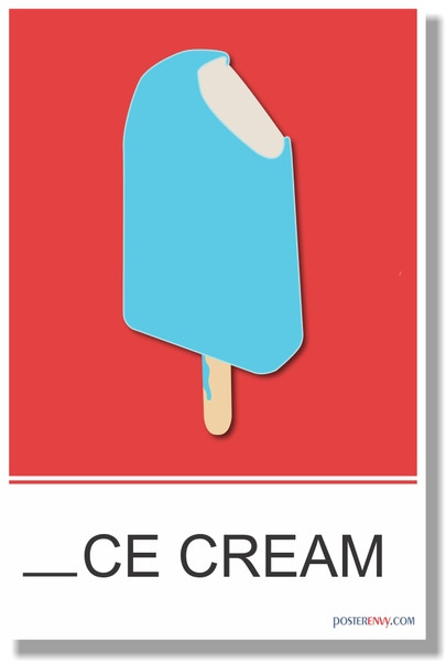 Icecream Missing Letter Exercise - NEW Classroom Poster