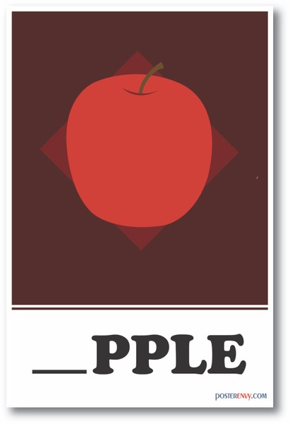 Apple Missing Letter Exercise - NEW Classroom POSTER