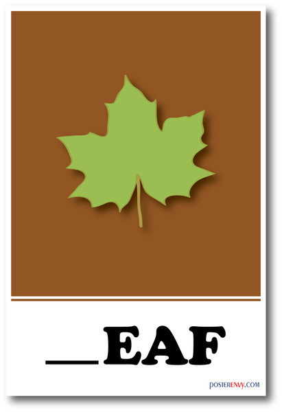 New Language Arts Poster- Leaf Missing Letter Exercise