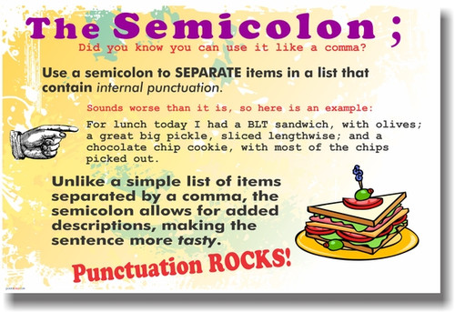 The Semicolon #2 - Punctuation Rocks! - Classroom Poster