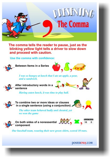 The Comma - Language Arts Punctuation Classroom Poster