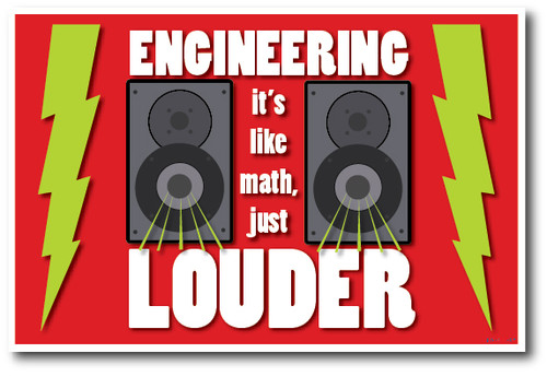 Lightning Bolts & Speakers - Engineering It's Like Math Just Louder - Funny Poster