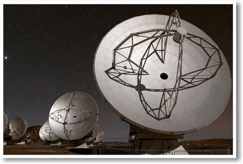 Satellite Dishes at Night - NEW Science Poster