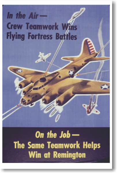 In the Air Crew Teamwork Wins - NEW Vintage WW2 Reprint Poster