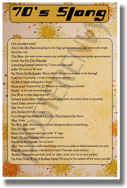 70's Slang Poster PosterEnvy - phrases from the 1970's
