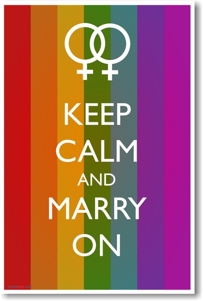 Keep Calm and Marry On (Muted Flag and Female Rings) - NEW Humor Poster