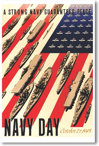 A Strong Navy Guarantees Peace - NEW Vintage WW2 Reprint Poster