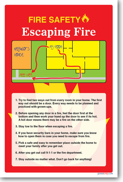 NEW Safety Cautionary POSTER - Fire Safety - Escaping Fire