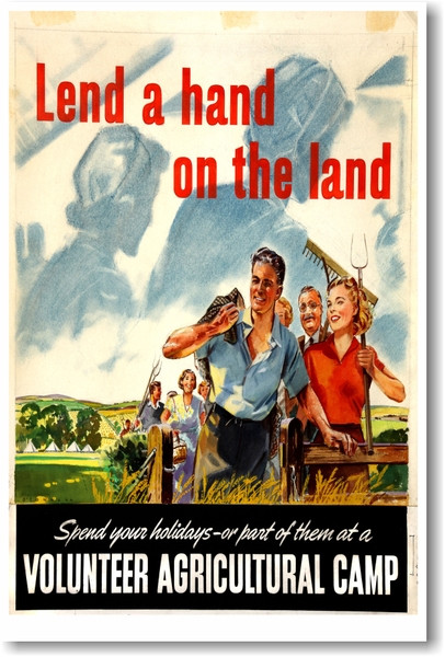 Lend A Hand On The Land - NEW Vintage Reprint Poster