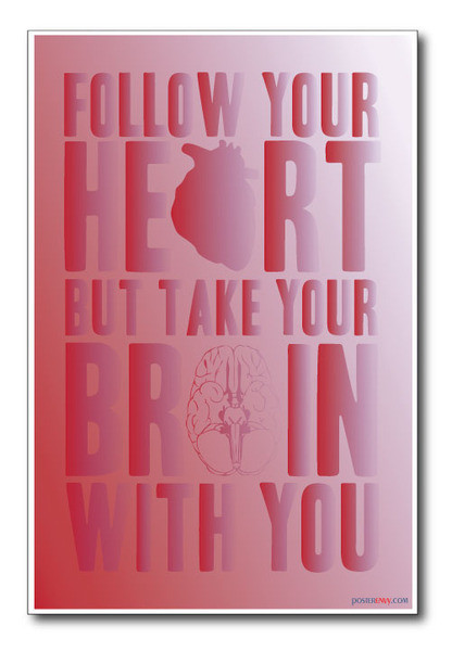Follow Your Heart But Take Your Brain With You - NEW Classroom Motivational Emotional Relationships PosterEnvy Poster