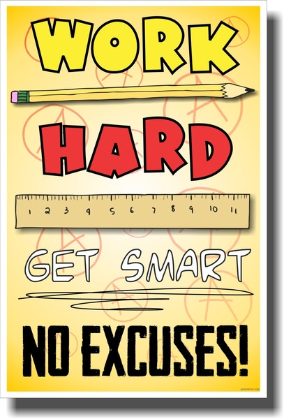 Work Hard Get Smart - NEW Classroom Motivational Poster