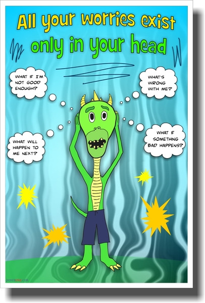 All Your Worries Exist In Your Head - NEW Classroom Motivational Poster
