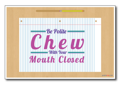 Chew With Your Mouth Closed - NEW Classroom Motivational Poster