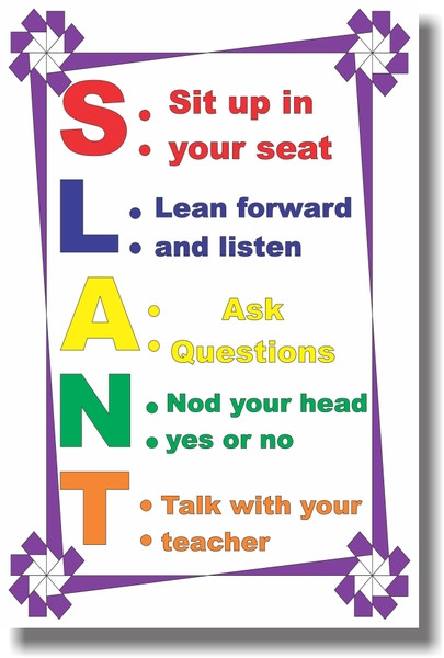 SLANT - NEW Classroom Motivational Poster