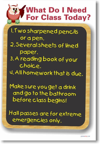 What Do I Need for Class Today? - NEW Classroom Motivational Poster
