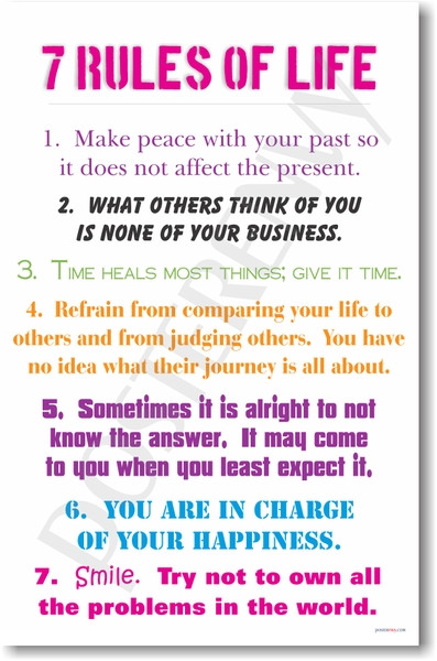PosterEnvy - 7 Rules of Life - positive motivational classroom poster for students