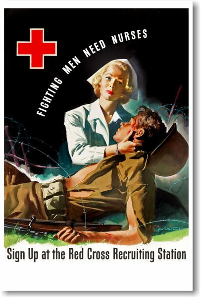 Fighting Men Need Nurses - NEW Vintage Reprint Poster