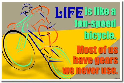 Life is Like a Ten Speed Bicycle. Most of Us Have Gears We Never Use