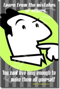 "Learn from the mistakes of others... you can't live long enough to make them all yourself." - Oliver Wendell Holmes - Classroom Motivational Poster (cm148)
