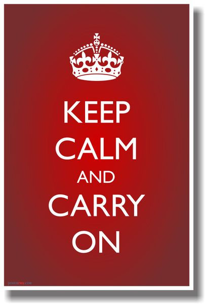 Keep Calm and Carry On (Red Gradient & Crown) Classic British UK Poster