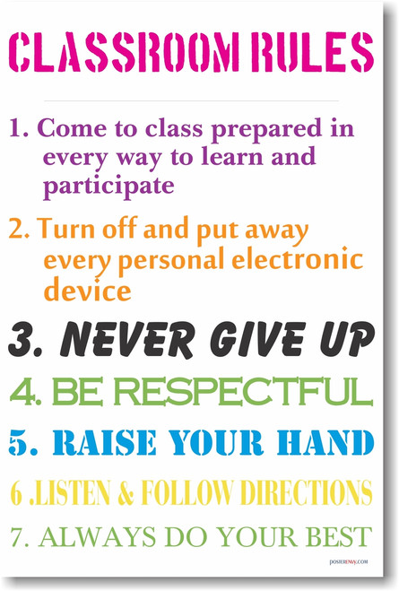 Classroom Rules #12 - NEW Classroom Motivational PosterEnvy Poster