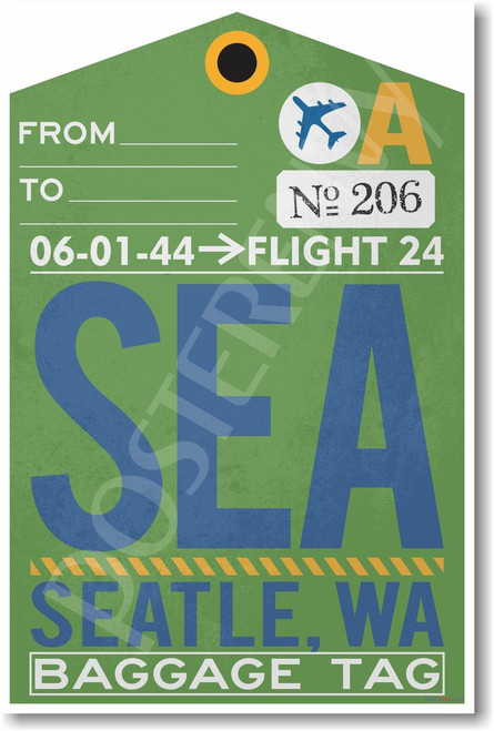 SEA - Seattle Airport Tag - Travel Poster Print Gift