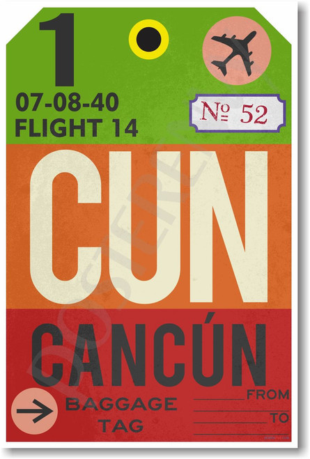CUN - Cancun - Airport Tag - NEW World Travel Poster (tr495)