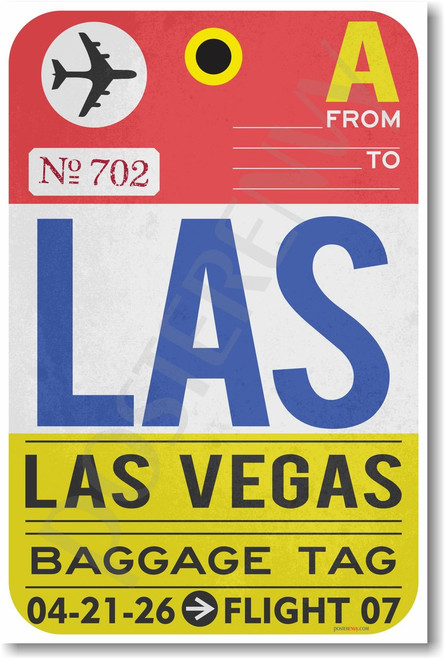 LAS - Las Vegas - Airport Tag - NEW World Travel Poster