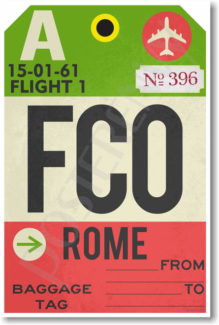FCO - Rome - Airport Tag - NEW World Travel Poster (tr511)