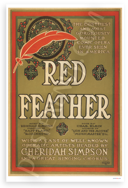 Red Feather Comic Opera Vintage Theatrical 12x18 US Made Poster