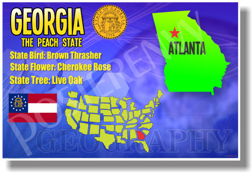 Georgia state Geography U.S. Travel classroom Poster (tr523)