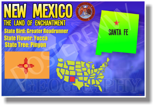 New Mexico Geography - U.S Travel Poster (tr539)