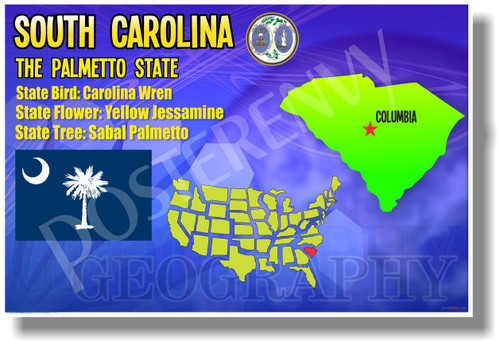 South Carolina Geography - NEW U.S Travel Poster (tr547)