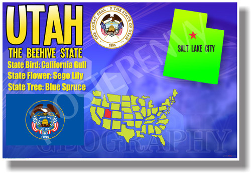 Utah Geography - NEW U.S Travel Poster (tr551)