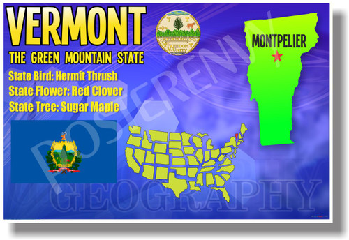 Vermont Geography - NEW U.S Travel Poster (tr552)