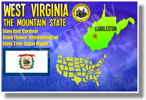 West Virginia Geography - NEW U.S Travel Poster (tr555)