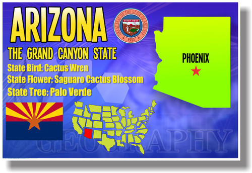Arizona Geography - NEW U.S Travel Poster (tr559)