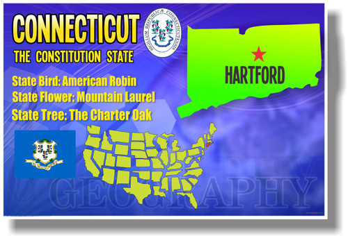 Connecticut Geography - NEW U.S Travel Poster (tr561)