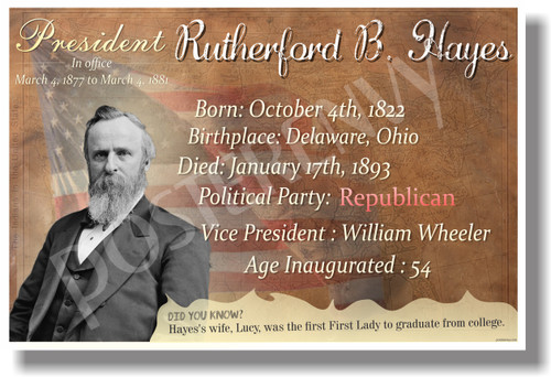Presidential Series - U.S. President Rutherford Hayes - New Social Studies Poster