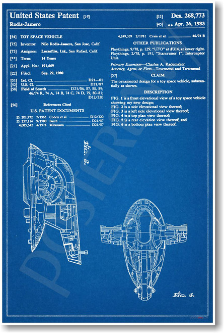 Star Wars - Slave 1 Patent - NEW Famous Invention Patent Poster (fa157) PosterEnvy