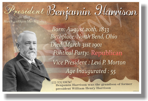 Presidential Series - U.S. President Benjamin Harrison - New Social Studies Poster (fp383) PosterEnvy American History