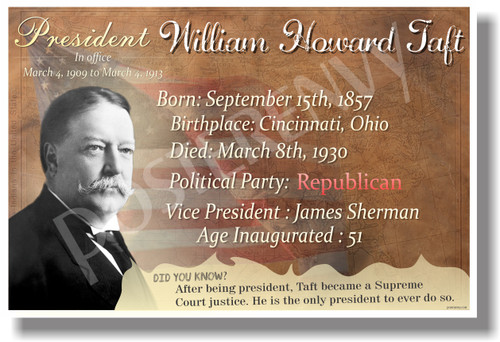 Presidential Series - U.S. President William Taft - New Social Studies Poster