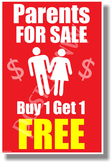Parents For Sale Buy One Get One Free vertical NEW Funny teen mother father POSTER (hu339)