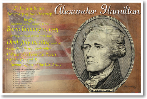 Alexander Hamilton founding father American 1st Secretary of the US Treasury NEW U.S. History Classroom POSTER (fp421) Lin Manuel Miranda